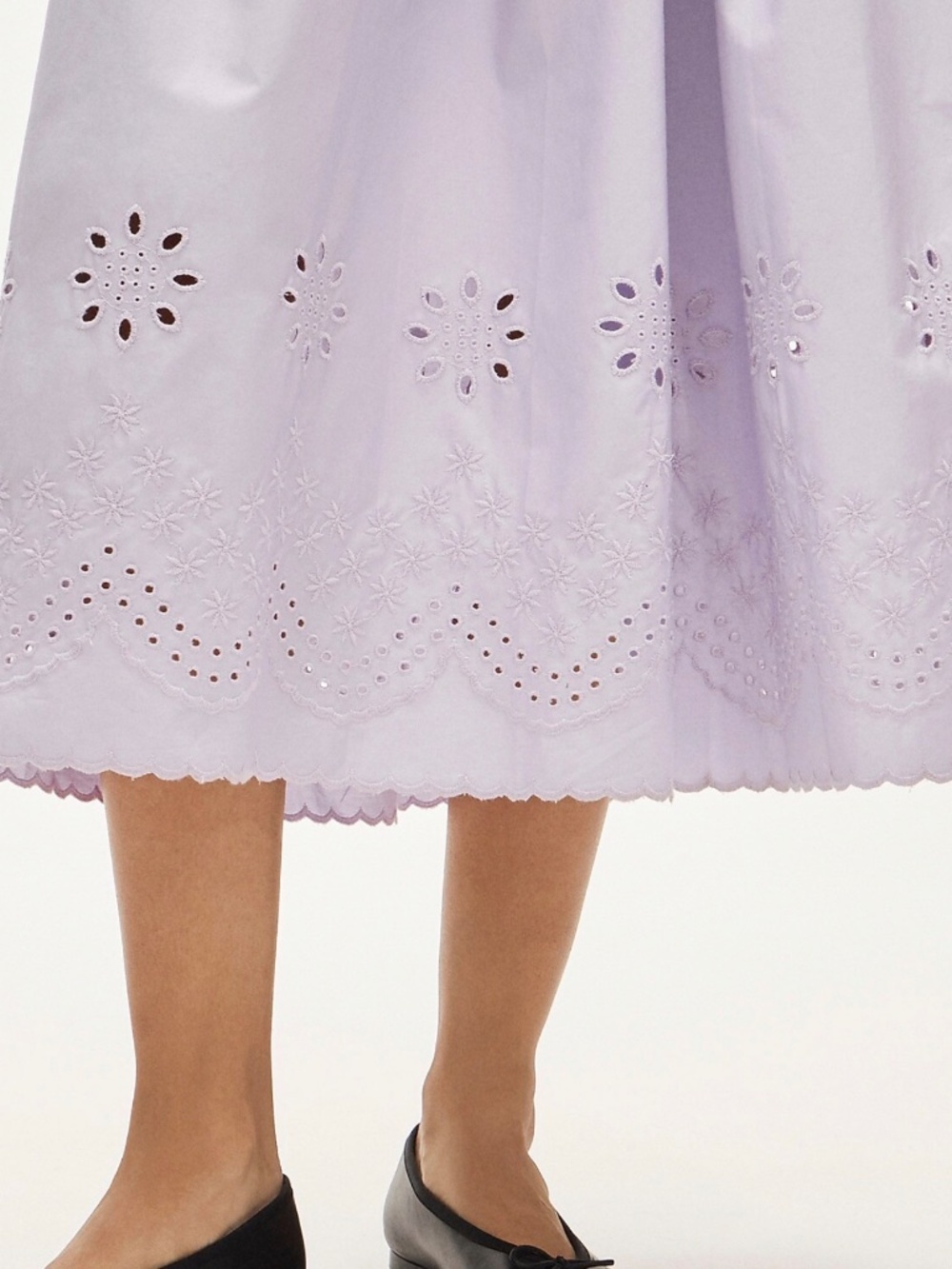 J.Crew Lilac Eyelet Embroidered Midi Dress Smocked Waist Cotton M - Picture 3 of 8